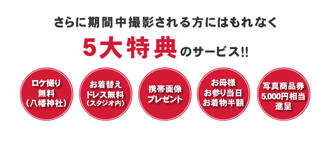 さらに期間中撮影される方にはもれなく5大特典のサービス